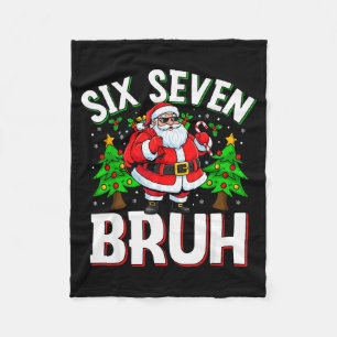 67 Meme Six Seven Bruh Santa Funny Christmas Kids Fleece Blanket