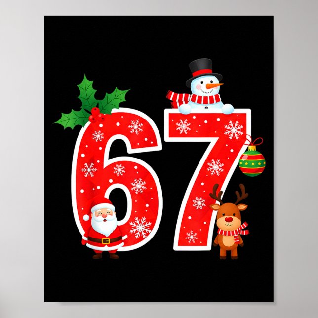 67 Meme Six Seven Christmas Pajamas For Women Men  Poster (Front)