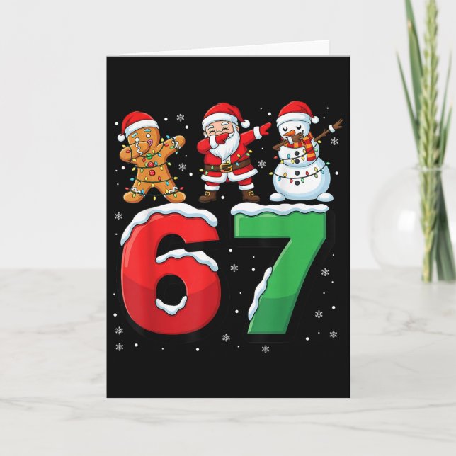 67 Meme Six Seven Dabbing Santa 6 7 Funny Christma Card (Front)
