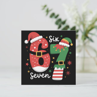 67 Meme Six Seven Elf Christmas Santa Hat Holiday Card