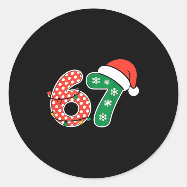 67 Meme Six Seven Funny Christmas 6 7 Meme Men Wom Classic Round Sticker (Front)