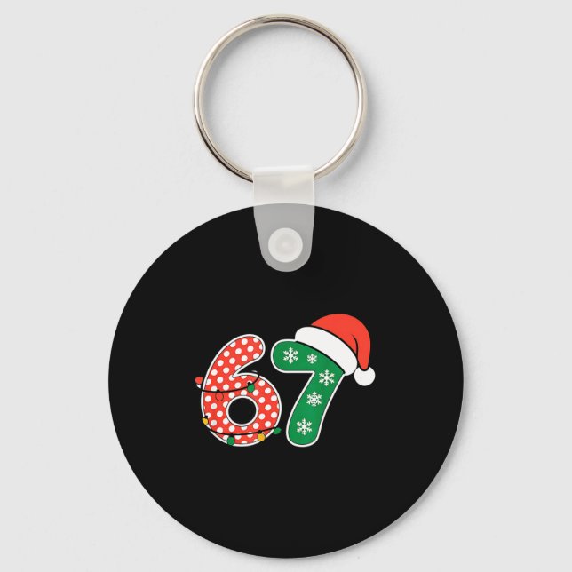 67 Meme Six Seven Funny Christmas 6 7 Meme Men Wom Keychain (Front)