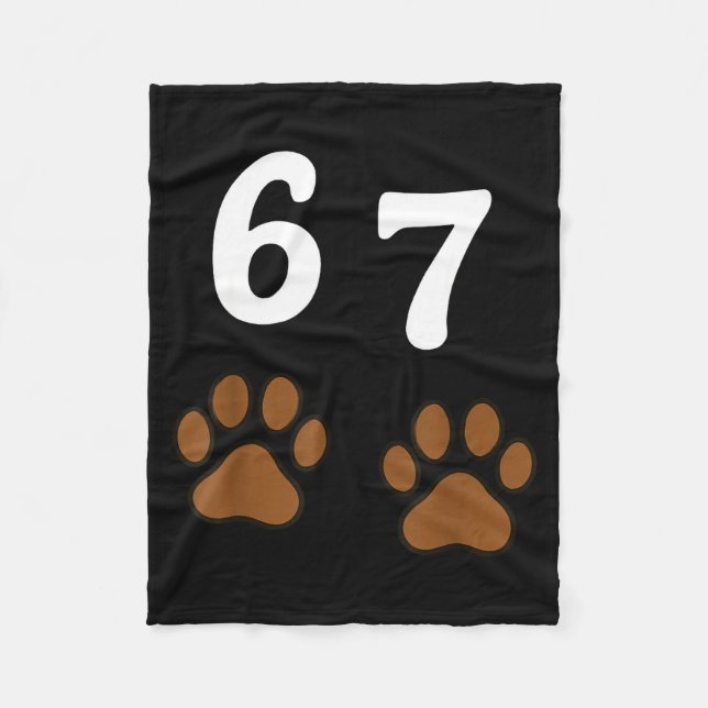 67 Meme Six Seven Funny Dog Paw  Fleece Blanket (Front)