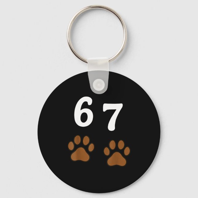 67 Meme Six Seven Funny Dog Paw  Keychain (Front)