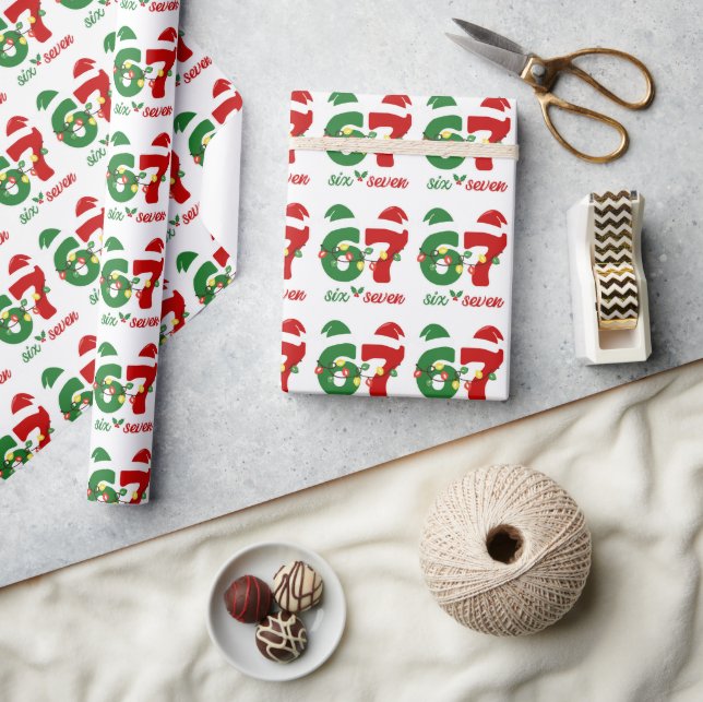67 Meme Six Seven Gen Alpha Christmas  Wrapping Paper (Crafts)