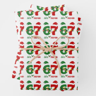 67 Meme Six Seven Gen Alpha Christmas Wrapping Paper Sheets