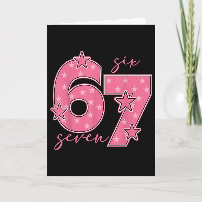 67 Meme Six Seven Gen Alpha Slang Cute Pink 6 7 Gi Card (Front)