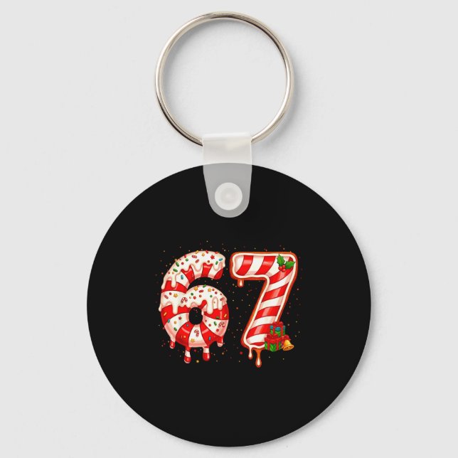 67 Meme Six Seven Merry Christmas Xmas Cream Drip  Keychain (Front)