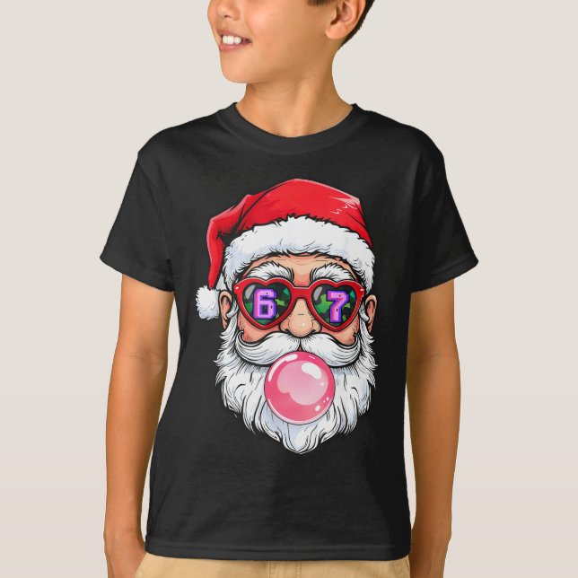 67 Meme Six Seven Number 6-7 6 7 Funny Santa Xmas  T-Shirt (Front)