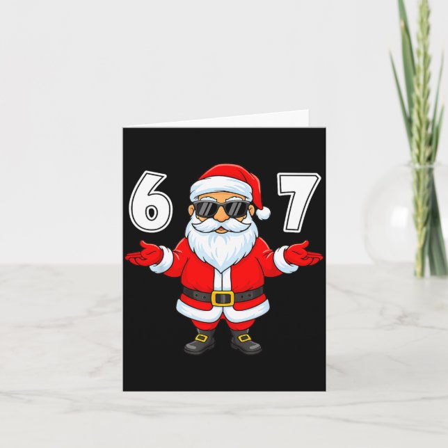 67 Meme Six Seven Number 6 7 Funny Santa Xmas Chri Card (Front)