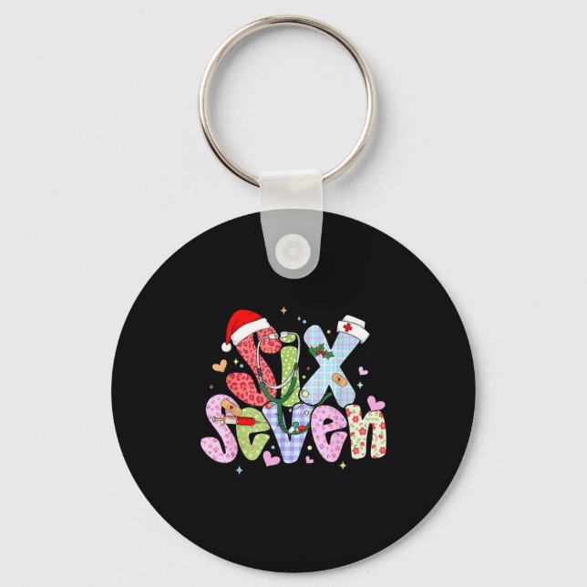 67 Meme Six Seven Nurse Christmas Funny Nursing Wo Keychain (Front)