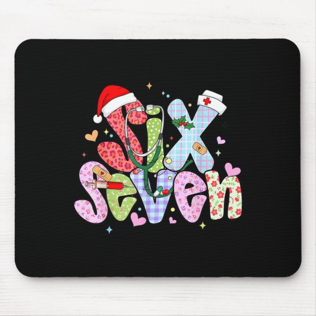 67 Meme Six Seven Nurse Christmas Funny Nursing Wo Mouse Pad (Front)
