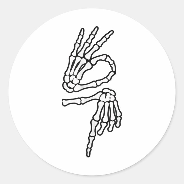 67 Meme Skeleton Hand 6 7 Halloween Six Seven _1  Classic Round Sticker (Front)