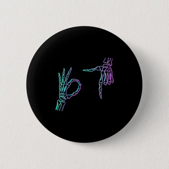 67 Meme Skeleton Hand 6 7 Halloween Six Seven  Button (Front)