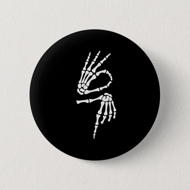 67 Meme Skeleton Hand 6 7 Halloween Six Seven  Button (Front)