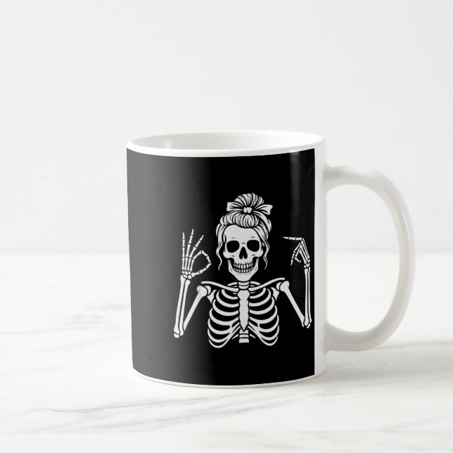 67 Meme Skeleton Hand 6 7 Halloween Six Seven Funn Coffee Mug (Right)