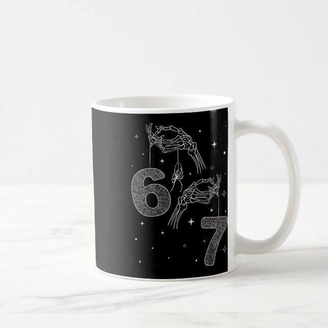 67 Meme Skeleton Hand Funny Halloween Six Seven Te Coffee Mug (Right)