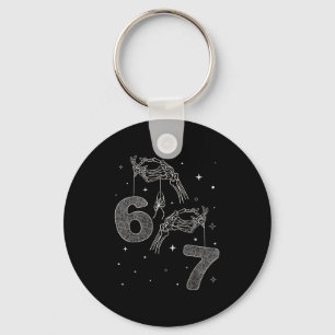 67 Meme Skeleton Hand Funny Halloween Six Seven Te Keychain
