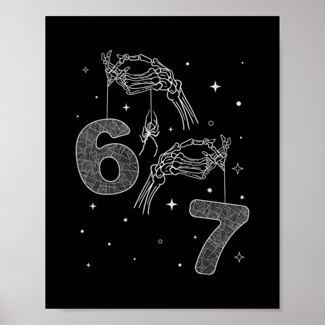 67 Meme Skeleton Hand Funny Halloween Six Seven Te Poster (Front)