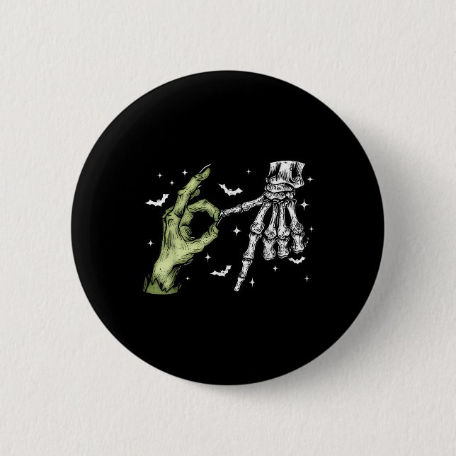 67 Meme Skeleton Zombie Hand 6 7 Halloween Six Sev Button (Front)