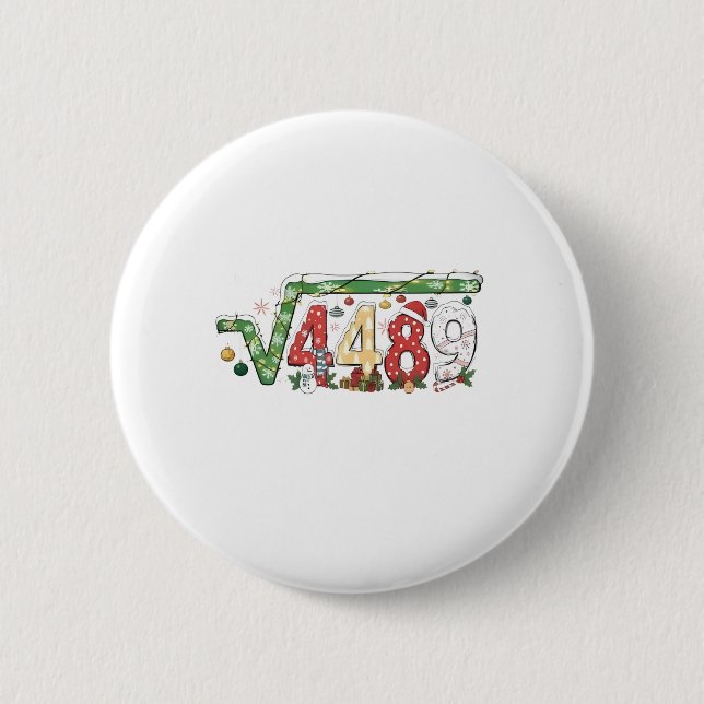 67 Meme Square Root 4489 Six Seven Math Christmas Button (Front)