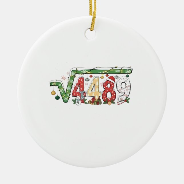 67 Meme Square Root 4489 Six Seven Math Christmas Ceramic Ornament (Front)