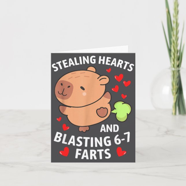 67 Meme Stealing Hearts Valentine's Day Capybara K Card (Front)
