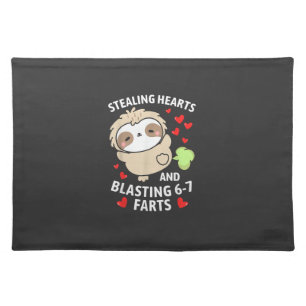 67 Meme Stealing Hearts Valentine's Day Sloth Kids Cloth Placemat