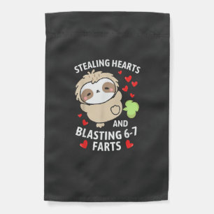 67 Meme Stealing Hearts Valentine's Day Sloth Kids Garden Flag