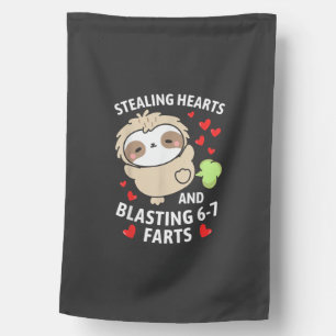 67 Meme Stealing Hearts Valentine's Day Sloth Kids House Flag