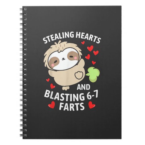 67 Meme Stealing Hearts Valentine's Day Sloth Kids Notebook