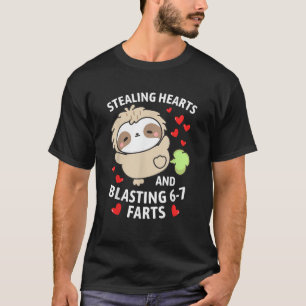 67 Meme Stealing Hearts Valentine's Day Sloth Kids T-Shirt