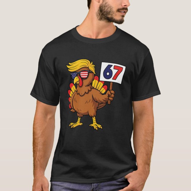 67 Meme Thanksgiving Turkey Day Six Seven Funny Tr T-Shirt (Front)