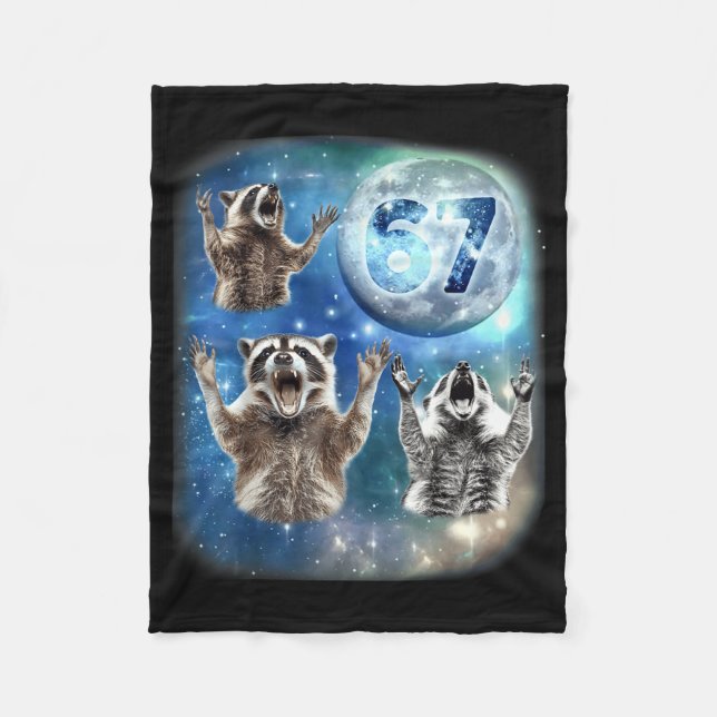 67 Meme Three Racoon Howling At The Moon 67  Fleece Blanket (Front)