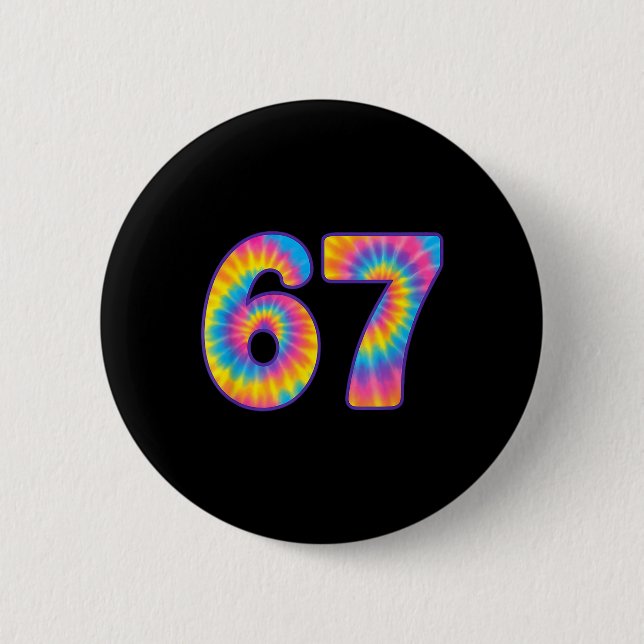 67 Meme Tie Dye Retro Six Seven  Button (Front)