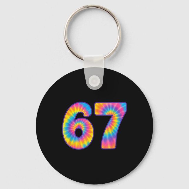 67 Meme Tie Dye Retro Six Seven  Keychain (Front)
