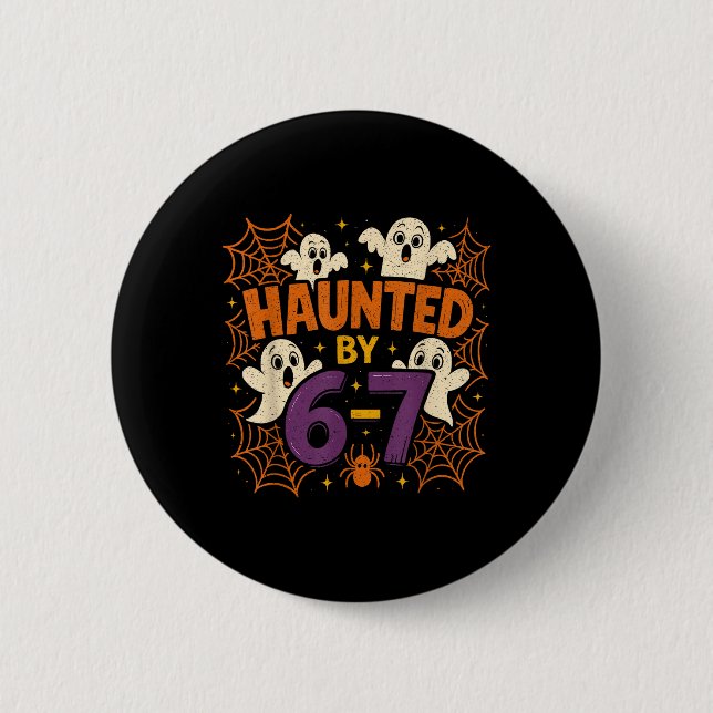 67 Meme Trendy Halloween Funny Six Seven Gen Alpha Button (Front)