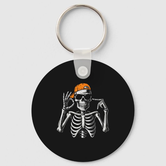 67 Meme Trendy Skeleton Halloween Funny Six Seven  Keychain (Front)