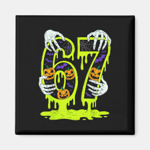 67 Meme Trendy Skeleton Halloween Funny Six Seven  Magnet