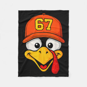 67 Meme Turkey Face Six Seven Thanksgiving 6 7 Men Fleece Blanket