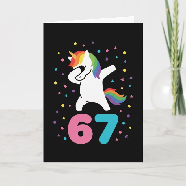 67 Meme Unicorn for Girls Six Seven Gen Alpha Card (Front)