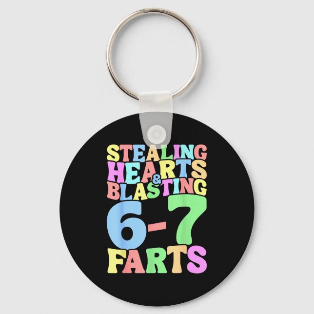 67 Meme Valentine's Day Six Seven 6-7 Funny Steali Keychain (Front)