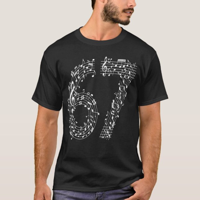 67 Music Meme Si Seven Musiceacher Musician girl v T-Shirt (Front)