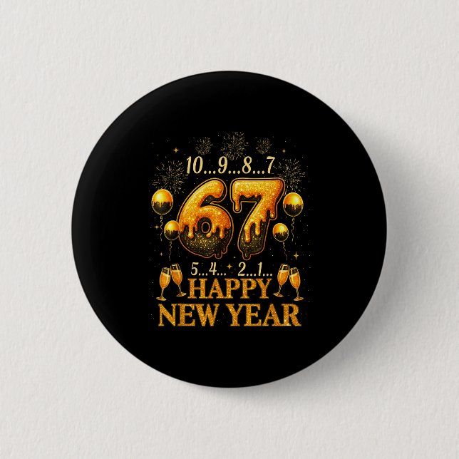 67 New Year Six Seven Funny Countdown 2026  Button (Front)