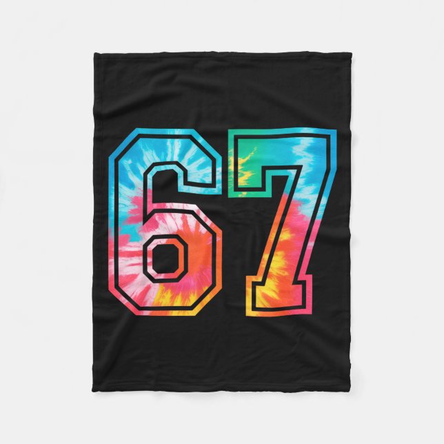 67 Number Meme Funny Six Seven Tie Dye Gen Alpha S Fleece Blanket (Front)