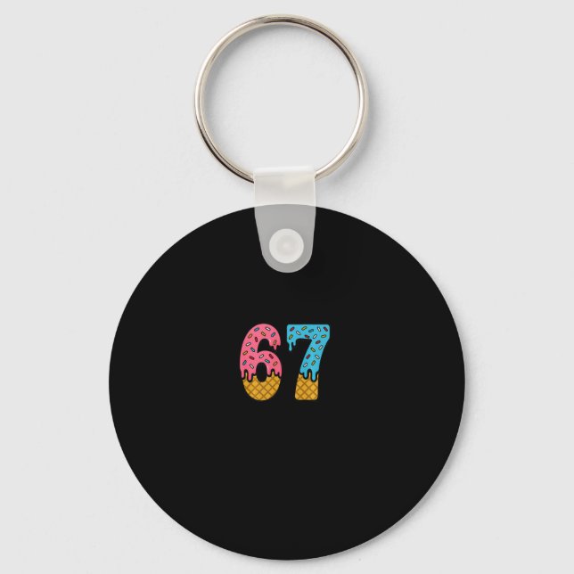67 Number Six Seven Alpha Slang Ice Cream Drip Fun Keychain (Front)
