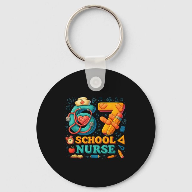 67 Nurse Days Funny Medical Back To School  Keychain (Front)