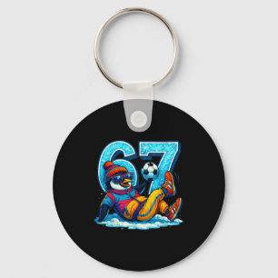 67 Penguin Soccer Funny Winter Meme Gift  Keychain