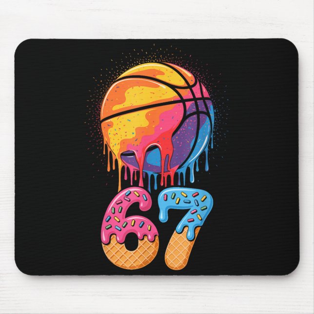 67 Player 67th Birthday Basketball Drip Number Ice Mouse Pad (Front)