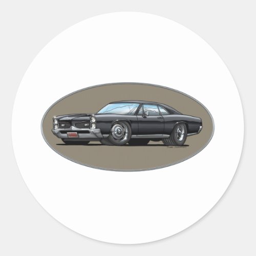 67 Pontiac GTO_black Classic Round Sticker